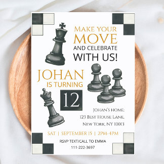 Chess Birthday Party Invitation for Chess Player