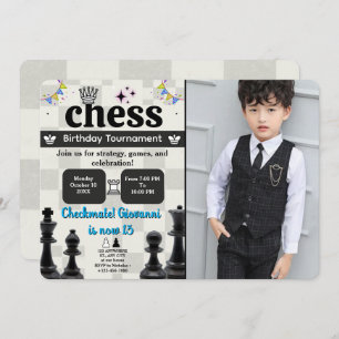 Chess Birthday Party Invitation with your Image