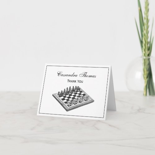 Chess Board and Chess Piece Vintage Art Thank You Card