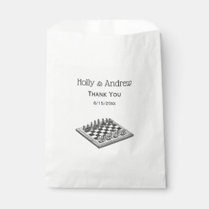 Chess Board and Chess Pieces Vintage Art Favor Bag