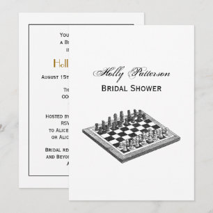 Chess Board and Chess Pieces Vintage Art Invitation