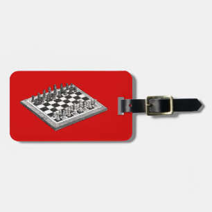 Chess Board and Chess Pieces Vintage Art Luggage Tag