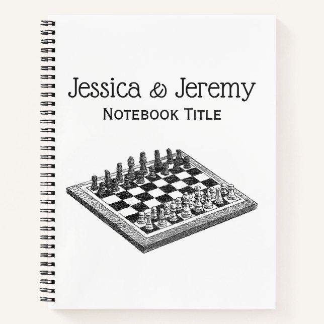 Chess Board and Chess Pieces Vintage Art Notebook (Front)
