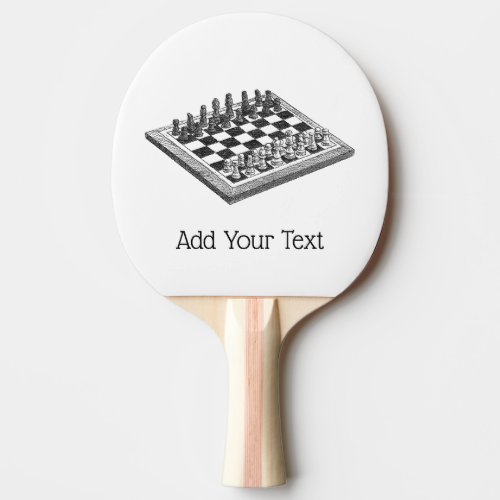 Chess Board and Chess Pieces Vintage Art Ping Pong Paddle