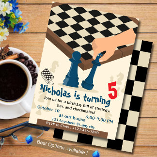 Chess Board Birthday Party Invitation Game night