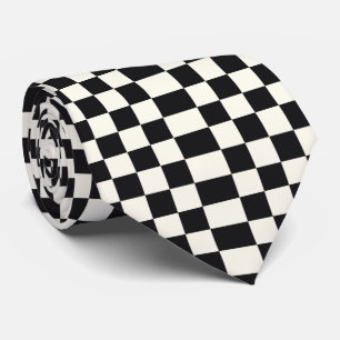 Chess board black and white neck tie