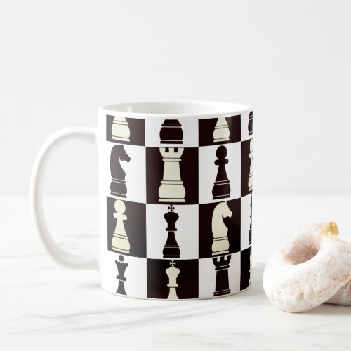 Chess Board Black and White Pattern Coffee Mug