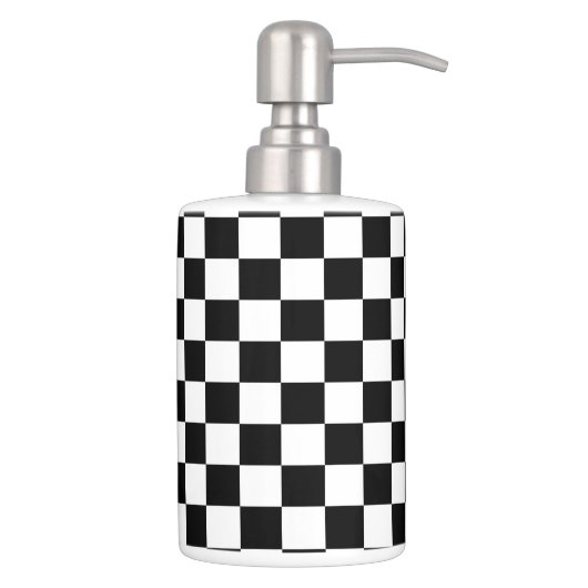 Chess Board Black and White Tiles Soap Dispenser & Toothbrush Holder (Right)