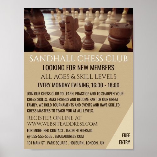 Chess Board Chess Club Advertising Poster