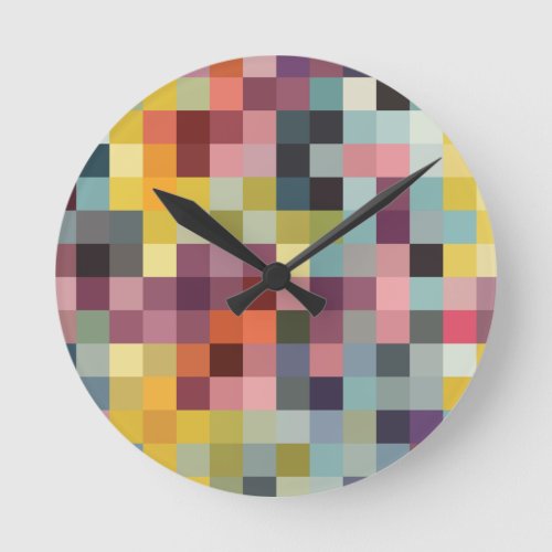 Chess board colored planes cartridge Pixels Round Clock
