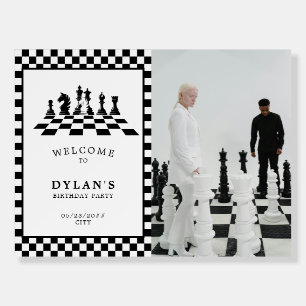 Chess Board Game Night Birthday Welcome Sign