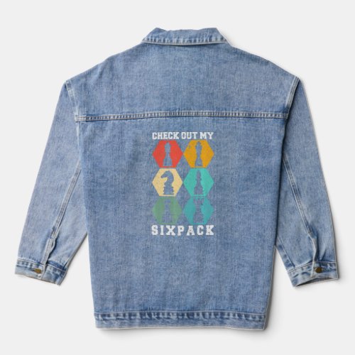 Chess Board Game Player Check Out My Sixpack Club  Denim Jacket