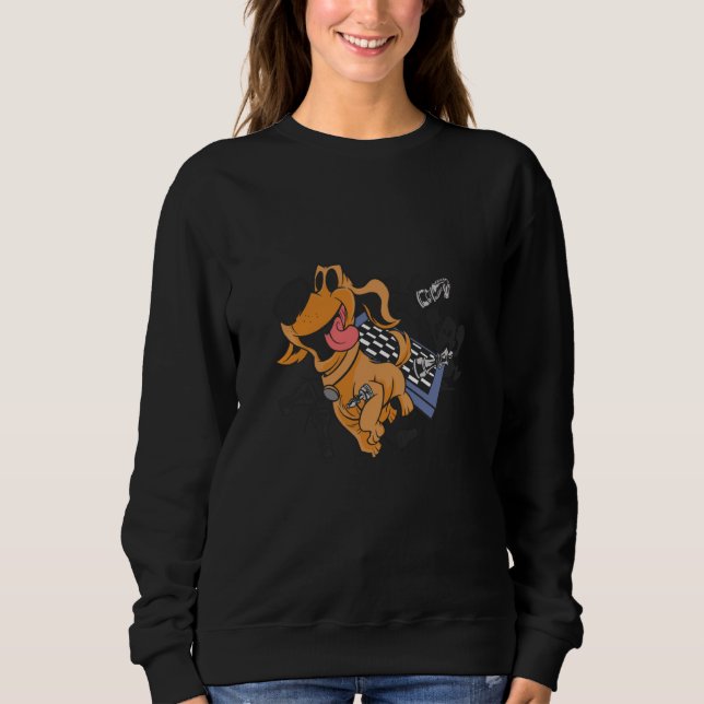 chess board king game queen dog sweatshirt (Front)