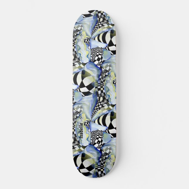 Chess Board Pattern Cute Artistic Style Skateboard (Front)