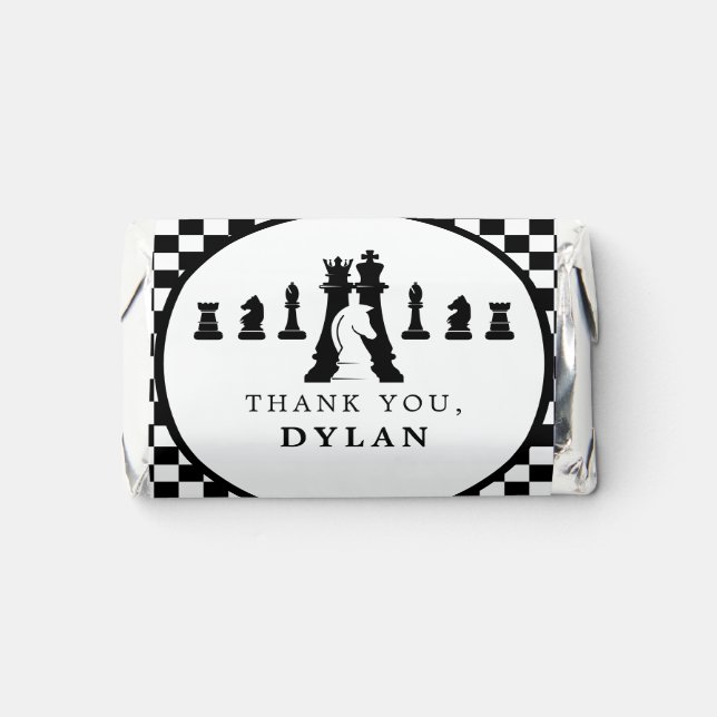 Chess Board & Pieces Game Night Any Age Birthday Hershey's Miniatures (Front)