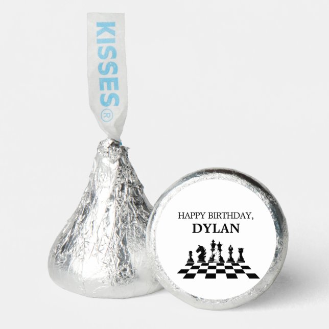 Chess Board & Pieces Game Night Happy Birthday Hershey®'s Kisses® (Front)