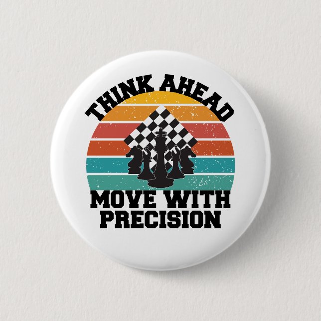 Chess Board Pieces Strategy Precision Mind Game Button (Front)
