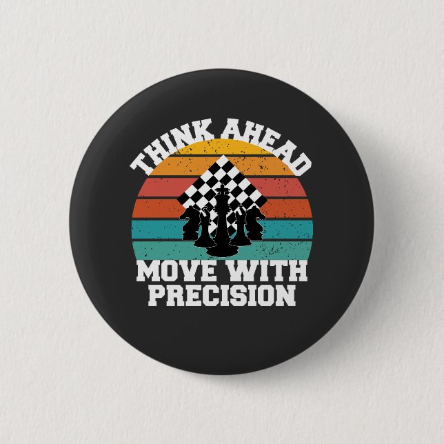 Chess Board Pieces Strategy Precision Mind Game Button (Front)