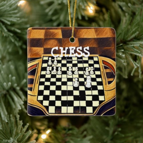 CHESS BOARD STYLE CERAMIC ORNAMENT