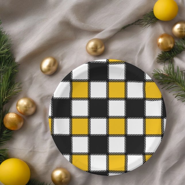 Chess Board Style  Paper Plates (chess stripes ,birthday,wedding,baby shower,special occasion event paper plate party supplies)