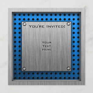 Chess; Brushed Metal-look Invitation
