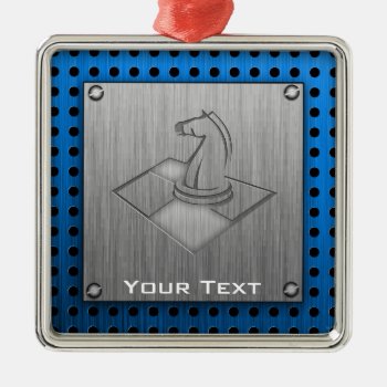Chess; Brushed Metal-look Metal Ornament by SportsWare at Zazzle