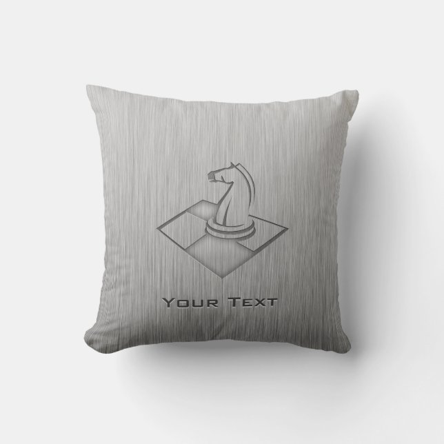 Chess; Brushed Metal-look Throw Pillow (Front)