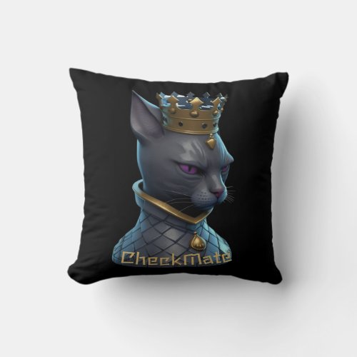 Chess Castles Head As Cat Cartoon Style Throw Pillow