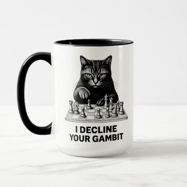 Chess Cat Declines Your Gambit Mug (Left)