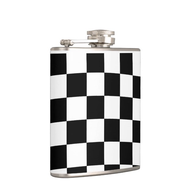 Chess checkered chequered pattern black and white flask (Right)