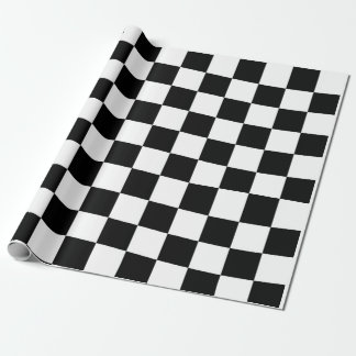 Chess checkered chequered pattern black and white wrapping paper