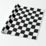 Chess checkered chequered pattern black and white wrapping paper