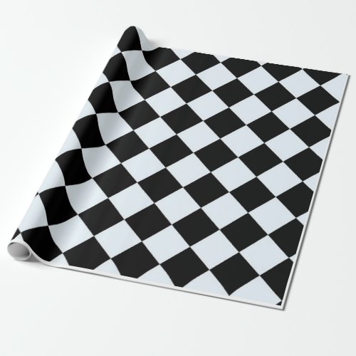 Chess checkered chequered pattern black and white wrapping paper