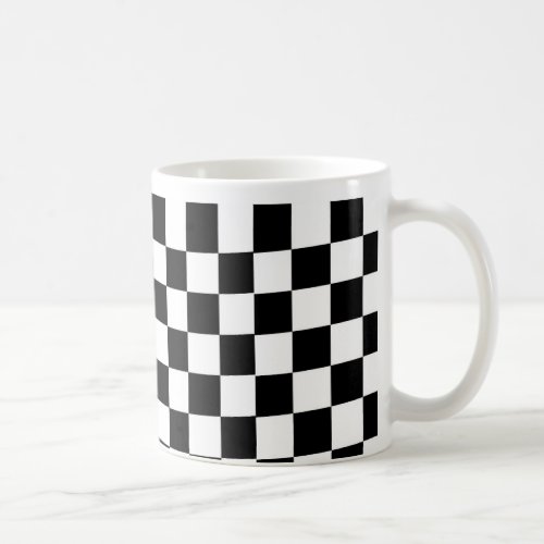 Chess checkered chequered race pattern black white coffee mug