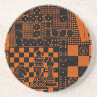 chess checkers dominos dominoes sandstone coaster