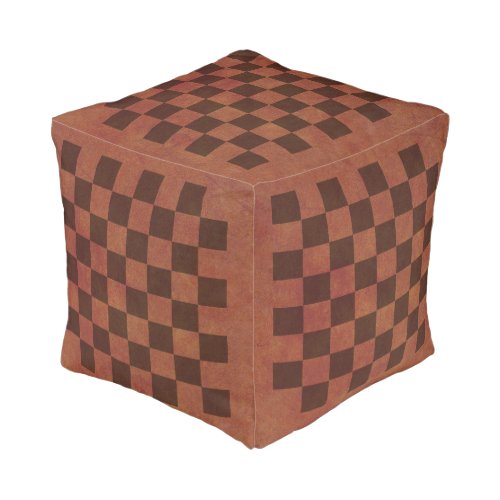 Chess Checkers Faux Leather Board Game Template  Pouf