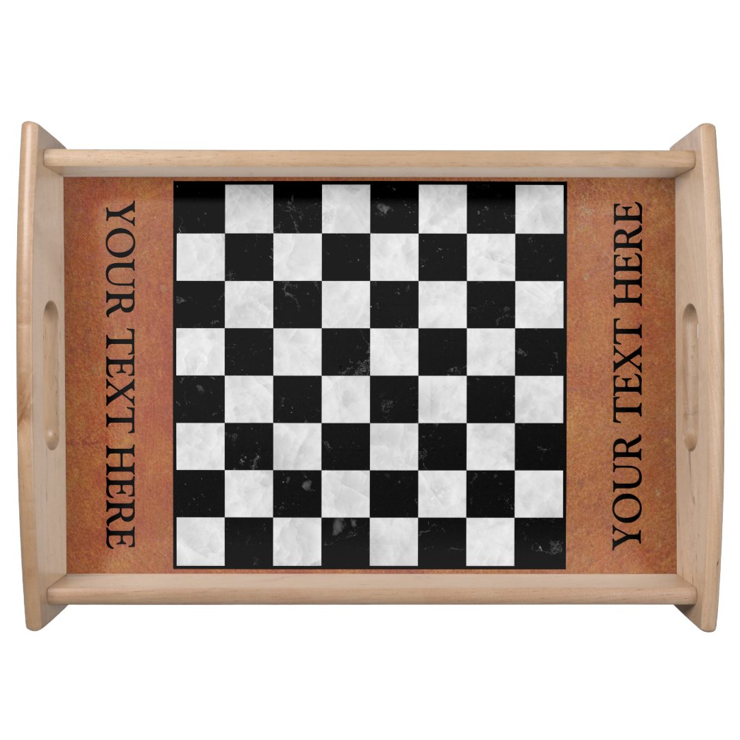 Chess Checkers Faux Marble Board Game Template Serving Tray Zazzle