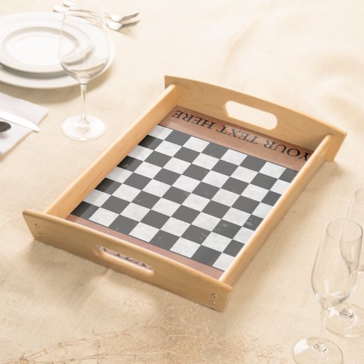 Chess Checkers Faux Marble Board Game Template Serving Tray Zazzle