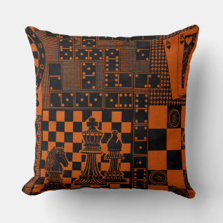 chess checkers playing cards dart board print throw pillow
