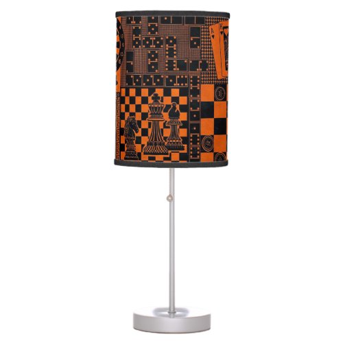 chess checkers playing cards print table lamp