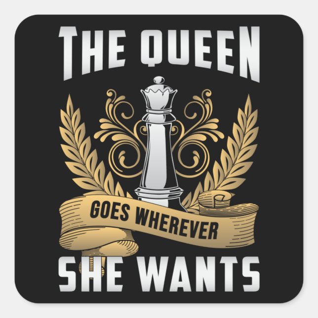 Chess Chess Board Queen Checkmate Board Game Gift Square Sticker (Front)