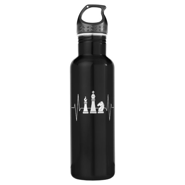 Chess - Chess Heartbeat Stainless Steel Water Bottle (Front)