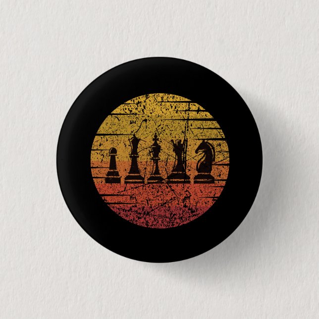 Chess Chess Pieces Retro Button (Front)
