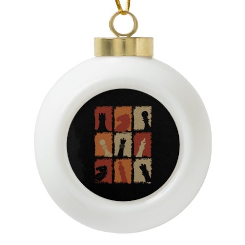 Chess - Chess Pieces Retro   Ceramic Ball Christmas Ornament
