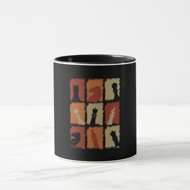 Chess - Chess Pieces Retro Mug (Center)