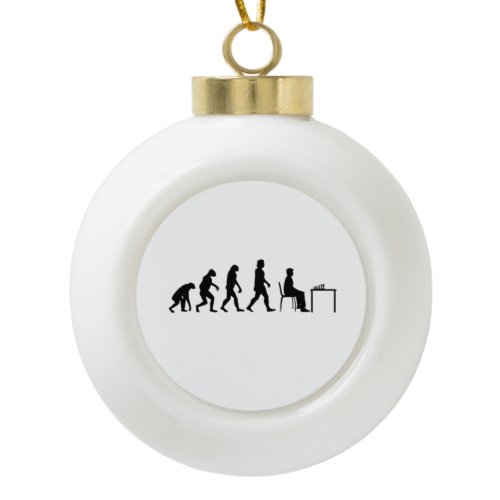 Chess - Chess Player Evolution Ceramic Ball Christmas Ornament