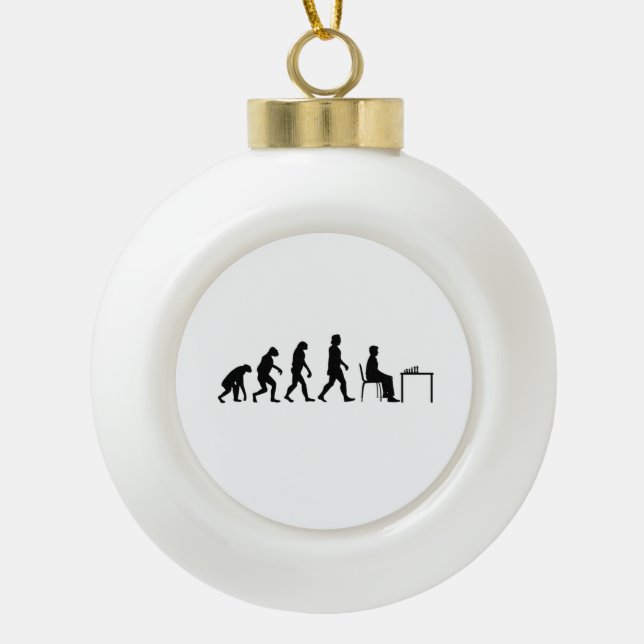 Chess - Chess Player Evolution Ceramic Ball Christmas Ornament (Front)
