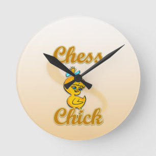 Chess Chick Round Clock