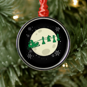 Chess Christmas Santa - Chess Piece Reindeer Metal Ornament