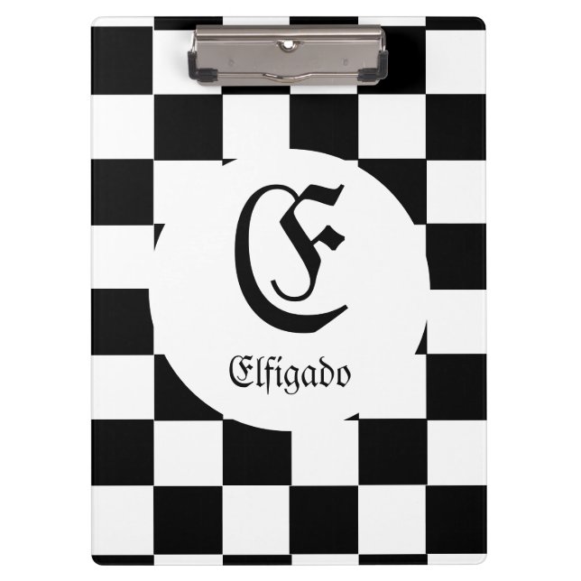 Chess Club Custom Name Initial Clipboard (Front)